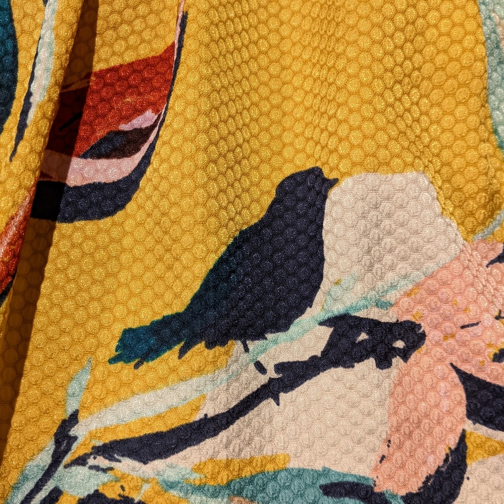 Anthropologie Maeve Tropicale Gold Yellow Floral Skirt - Picture 6 of 11